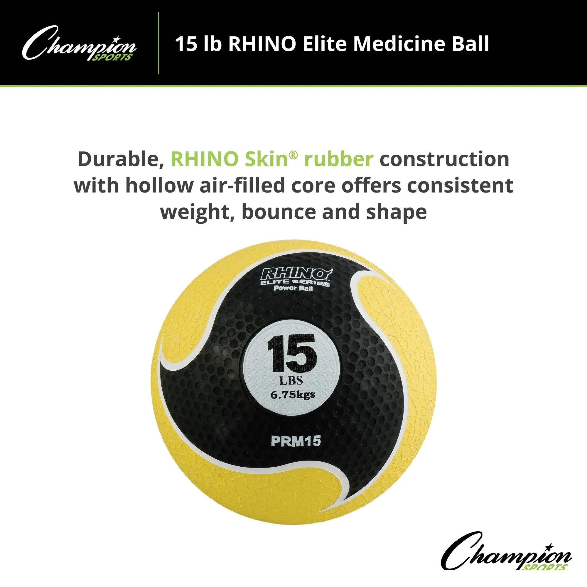 Champion Sports 15lb Rhino® Elite Medicine Ball