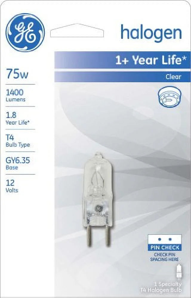 GE 19377 T4 Quartz Halogen Lamp, 75 Watt - Quantity 5