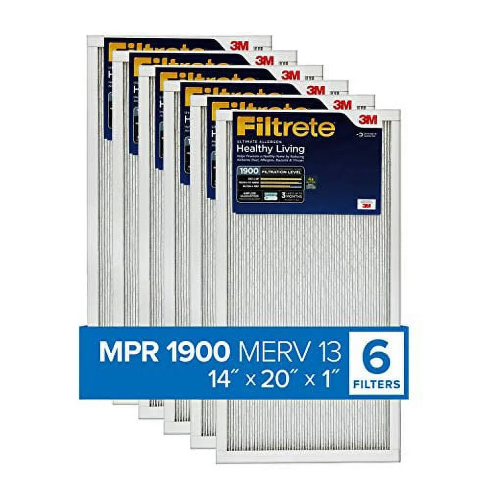 Filtrete 14x20x1, AC Furnace Air Filter, MPR 1900, Healthy Living Ultimate Allergen, 6-Pack (exact dimensions 13.81 x 19.81 x 0.78)