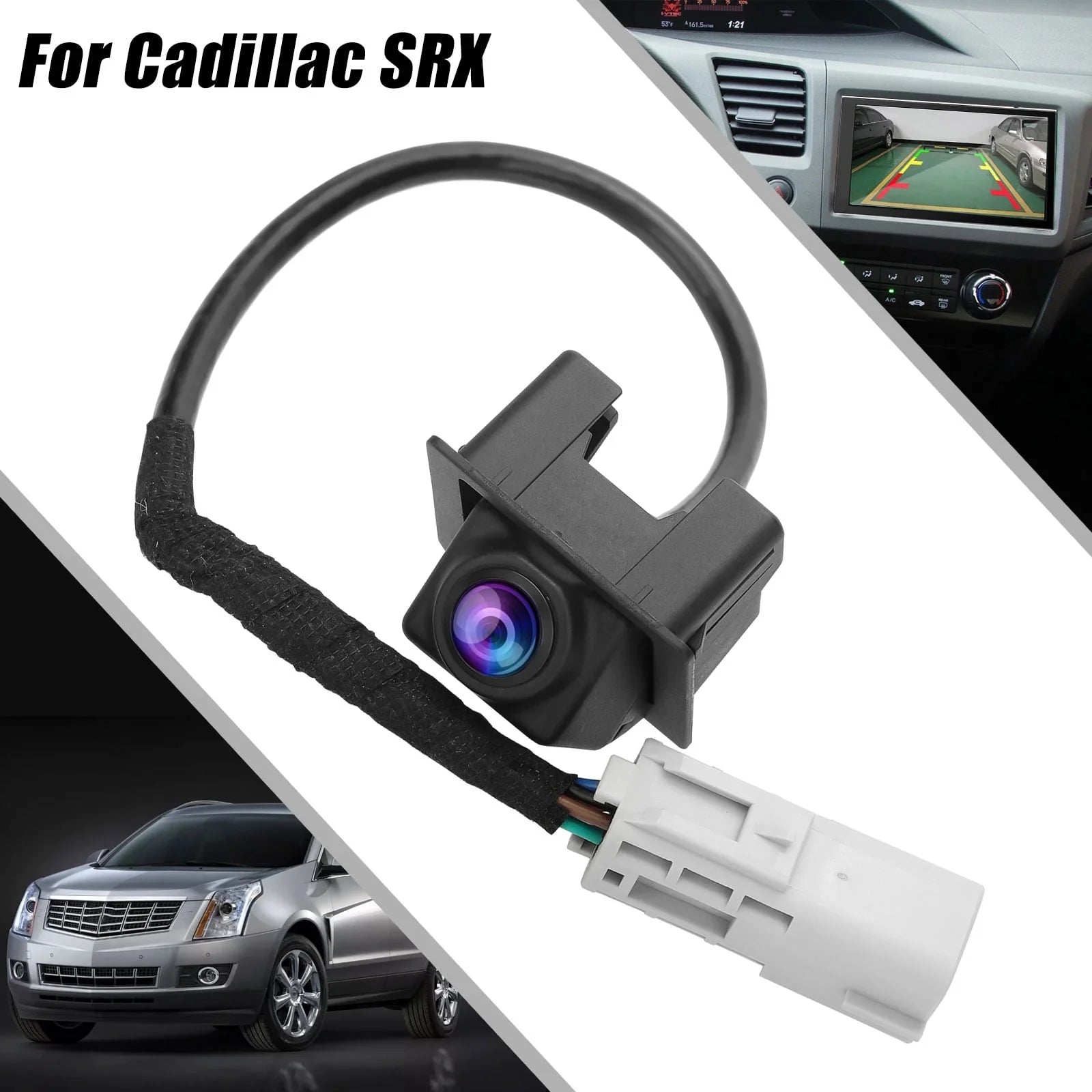 Rear View Backup Camera for Cadillac SRX, TSV Back Up Parking Assist Cam 23205689, 22915398, 15926122, 20910350 Replacement for 2010 2011 2012 2013 2014 2015 2016 Cadillac SRX