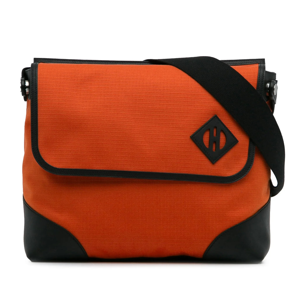 Pre-Owned Authenticated Hermès Allback Messenger Bag Canvas Fabric Orange Crossbody Bag Unisex (Good)