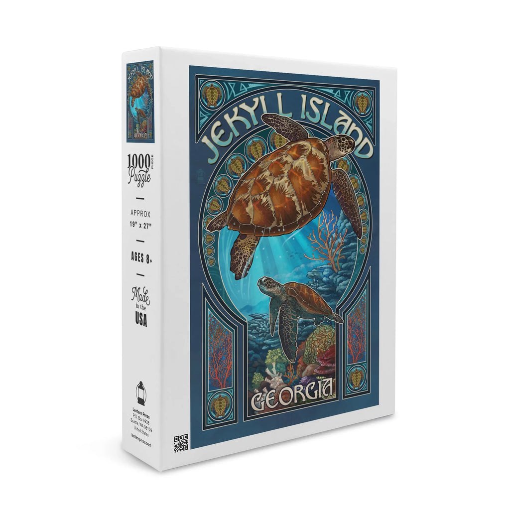 Jekyll Island, Georgia, Sea Turtle Art Nouveau (1000 Piece Puzzle, Size 19x27, Challenging Jigsaw Puzzle for Adults and Family, Made in USA)