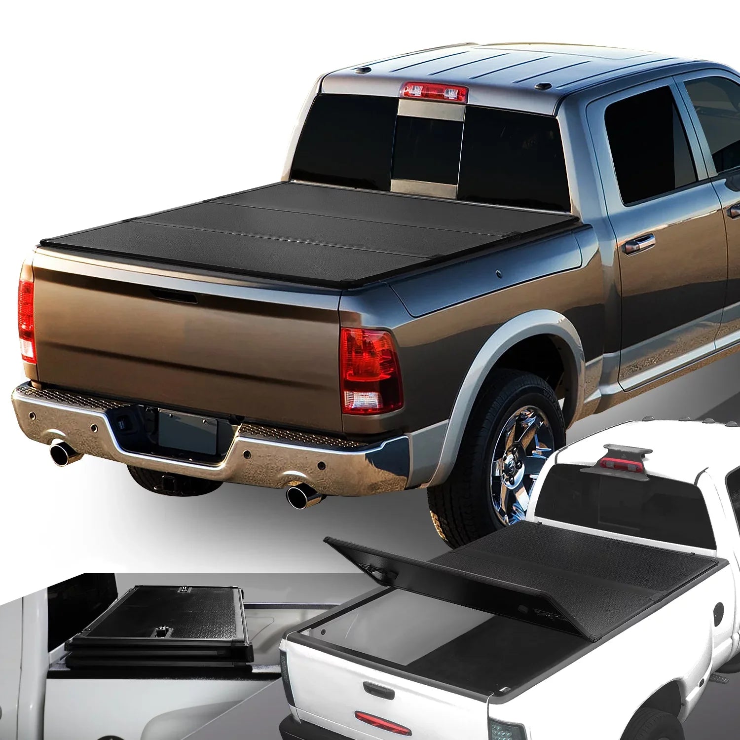DNA Motoring TTC-HARD-028 For 2009 to 2022 Ram Truck 1500 / 3500 Fleetside 6.5Ft Short Bed Hard Solid Tri -Fold Tonneau Cover