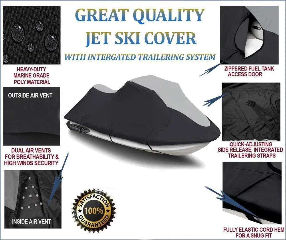 SUPER HEAVY-DUTY PWC JetSki Cover Compatible for Polaris SL650 / SL750 1992-1995 Jet Ski PWC Cover 1-2 Seater