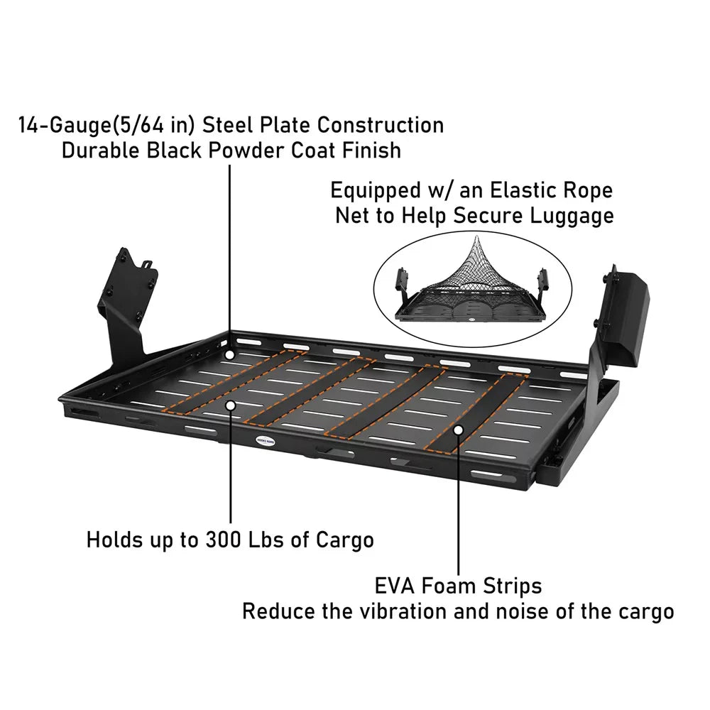 Hooke Road Rear Cargo Basket Rack Luggage Box Fit Ford Bronco 2021-2023 4-Door Black