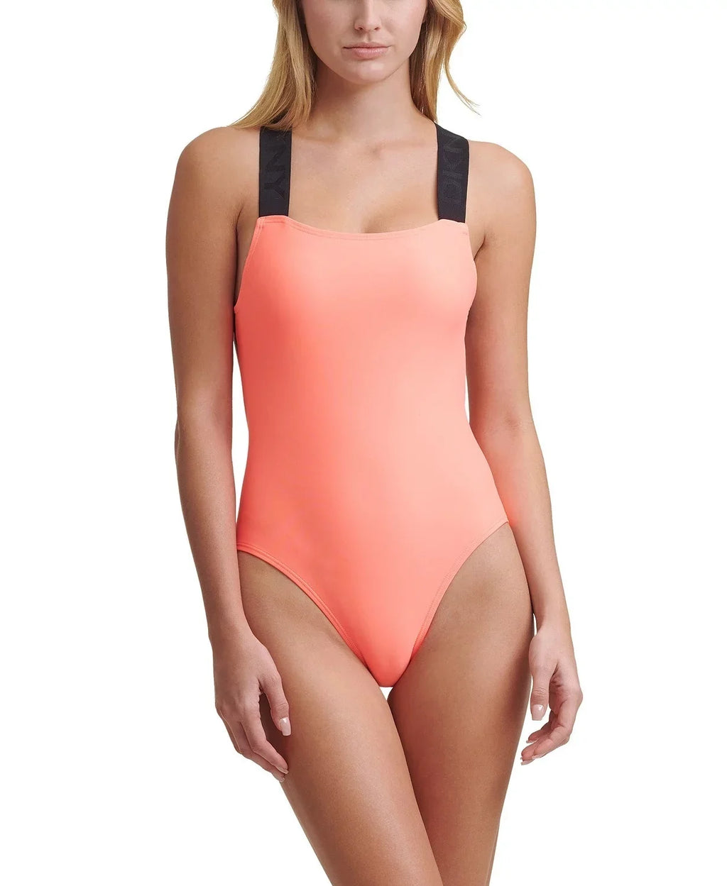 DKNY NEON ATOMIC Logo Strap One Piece Swimsuit, US Small