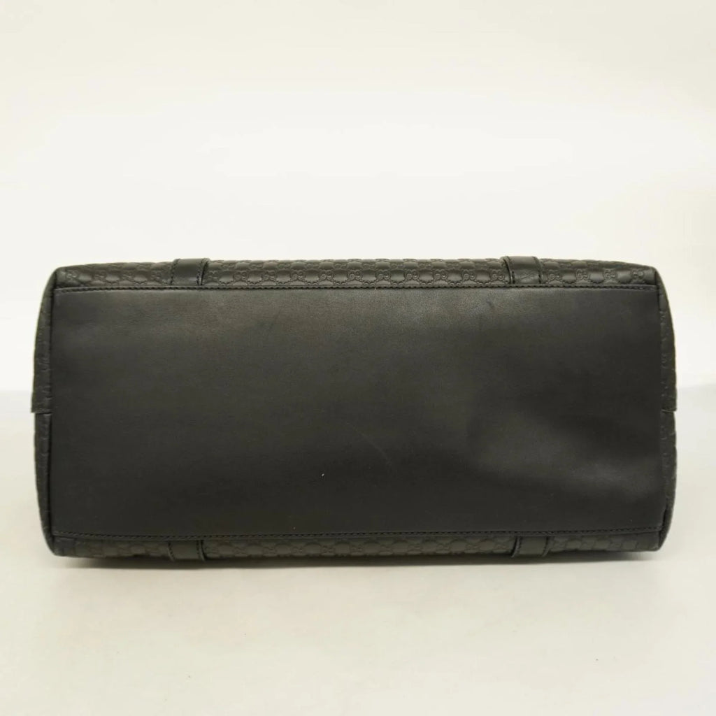 Pre-Owned Gucci Handbag Micro Guccisima 449658 Leather Black Gold Hardware Women's (Good)