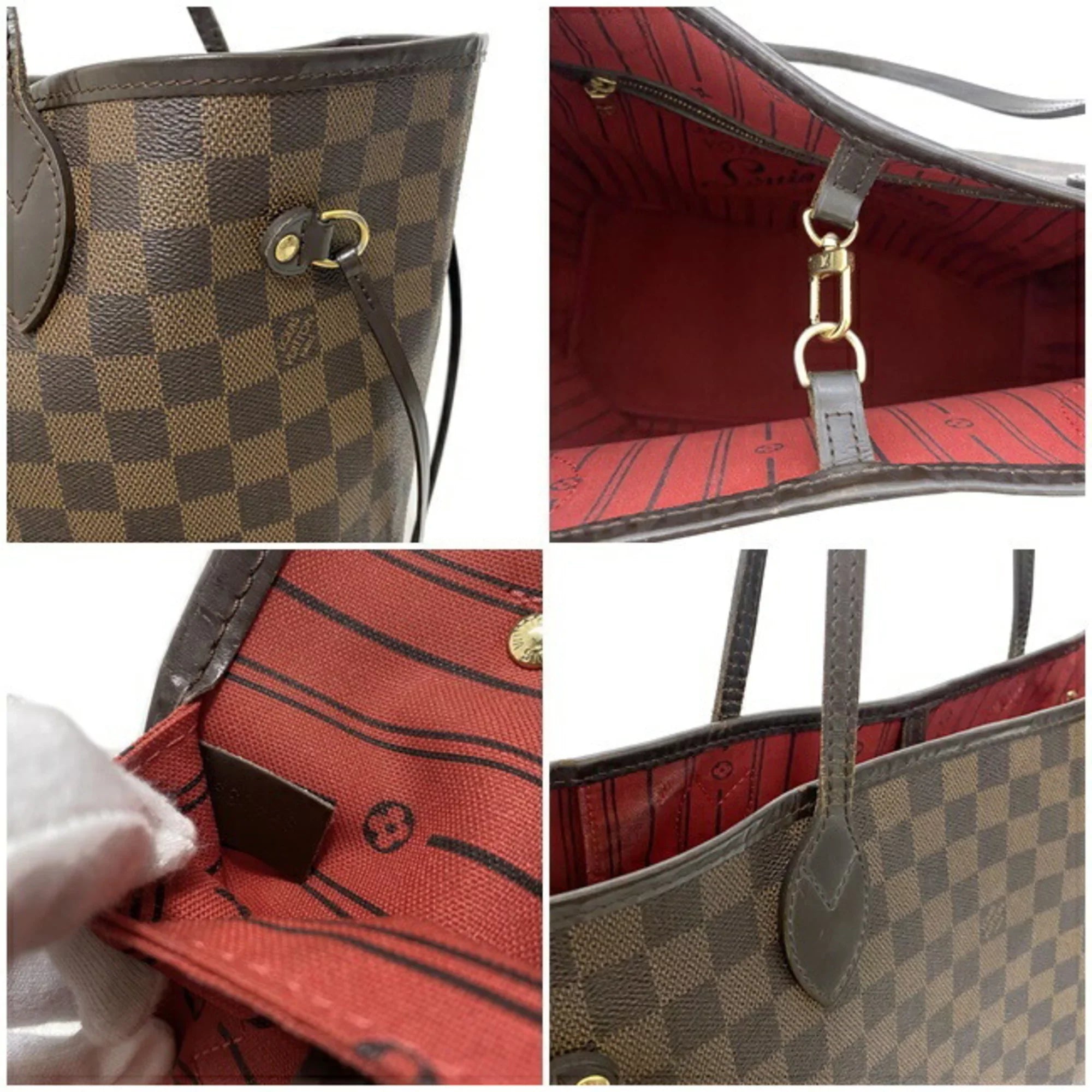Pre-Owned Louis Vuitton Tote Bag Neverfull MM Brown Damier Ebene N51105 SP4039 LOUIS VUITTON Ladies (Fair)