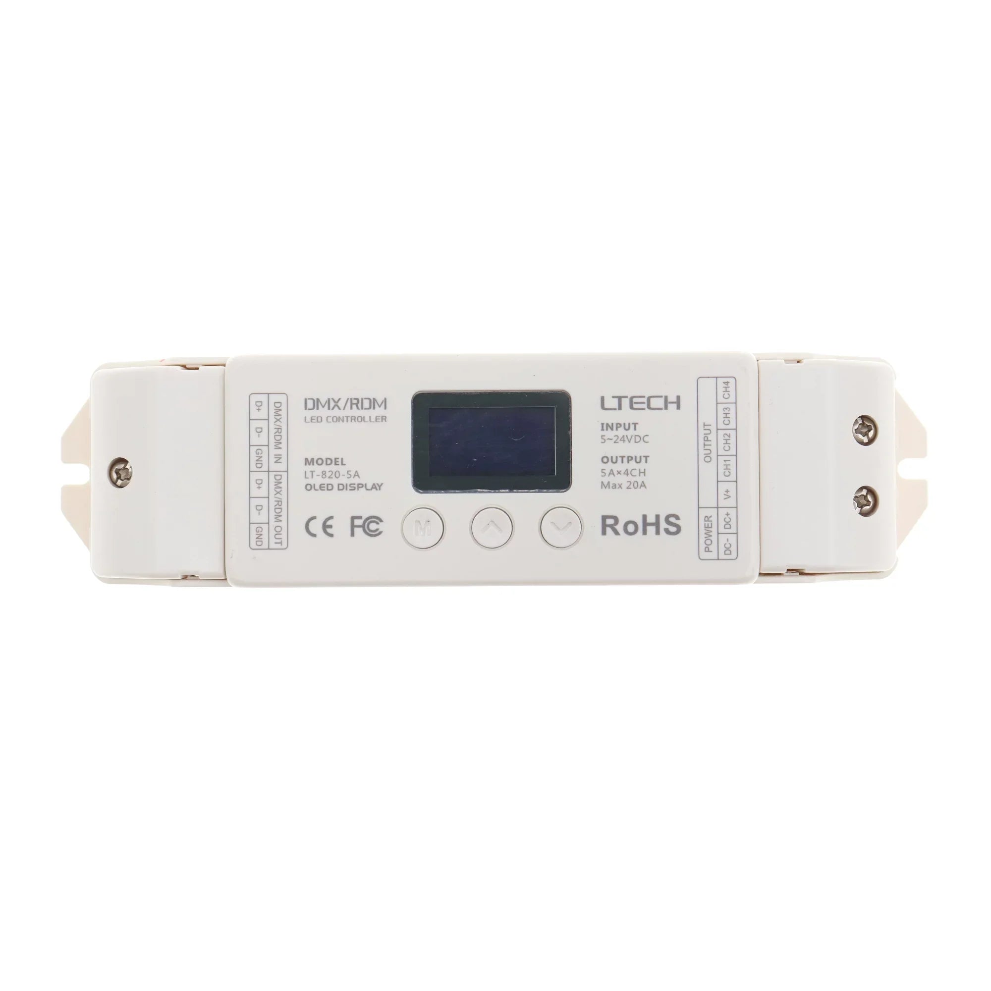 LTech LT-820-5A LED DMX RDM Decoder 4 Channel RGB & RGBW Controller 5A/CH, 5-24V DC, 100-480W