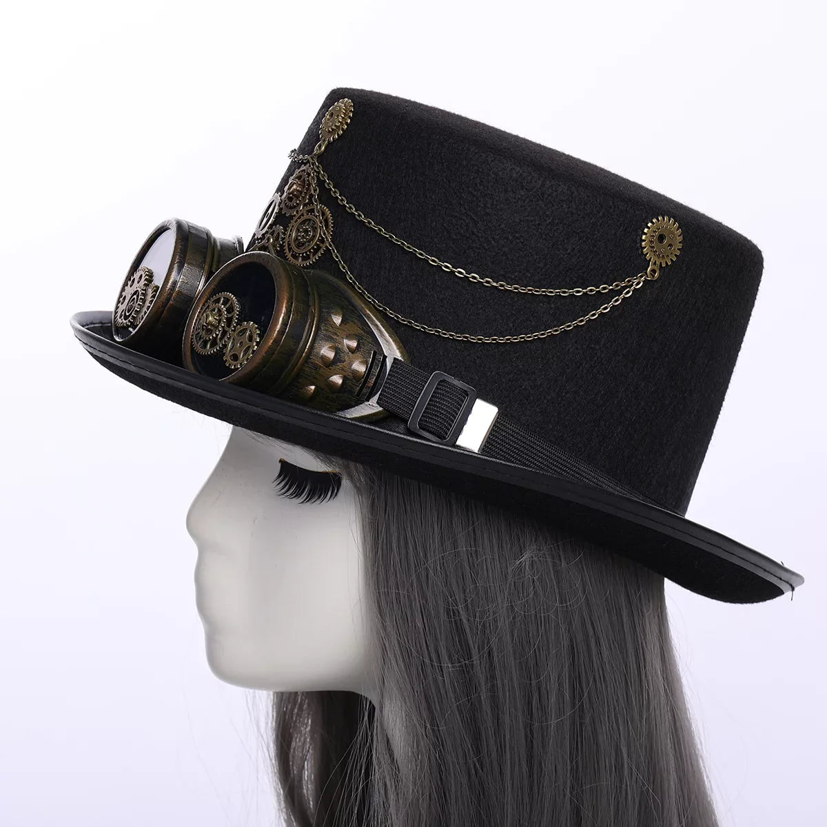 GRACEART Unisex Steampunk Top Hats with Goggle Gothic Punk Hallo Hat