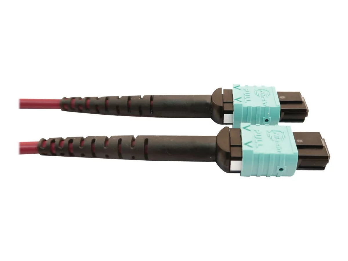 Eaton Tripp Lite Series 400G Multimode 50/125 OM4 Plenum Fiber Optic Cable, 16F MTP/MPO-APC to (x2) 12F MTP/MPO-UPC (F/F), Magenta, 3 m - Network cable - MTP/MPO/APC multi-mode (F) to MTP/MPO/UPC multi-mode (F) - 3 m - fiber optic - 50 / 125 micron -