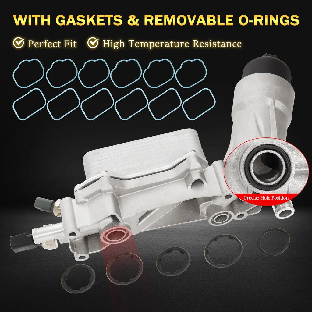 926-959 Aluminum Engine Oil Filter Housing with Oil Cooler Sensors and Gaskets for 2011-2016 Jeep Dodge Chrysler Ram 3.6L