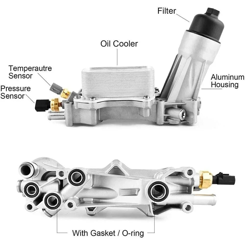 926-959 Aluminum Engine Oil Filter Housing with Oil Cooler Sensors and Gaskets for 2011-2016 Jeep Dodge Chrysler Ram 3.6L