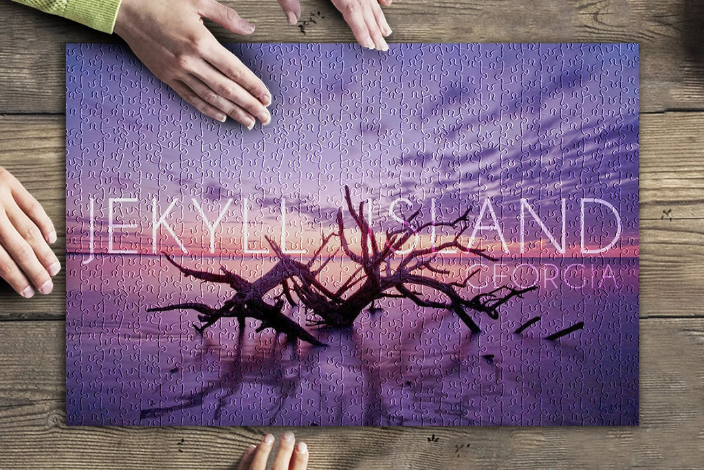 Jekyll Island, Georgia, Driftwood on Beach at Sunset (19x27 inches, Premium 500 Piece Jigsaw Puzzle for Adults and Family, Made in USA)