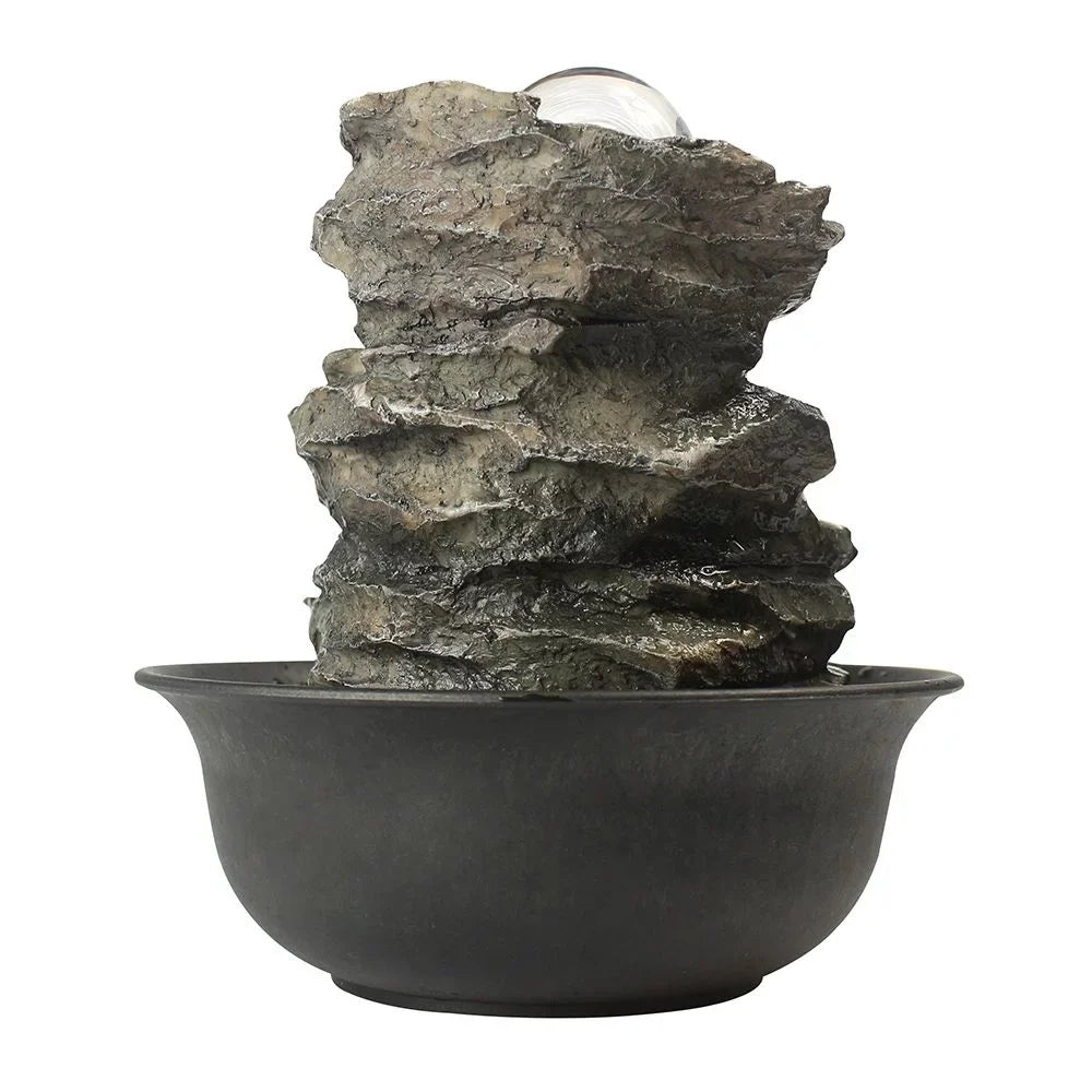 CoSoTower 8.3inches Rock Cascading Tabletop Water Fountain with LED Lights & Crystal Ball for Home Office Bedroom Relaxation
