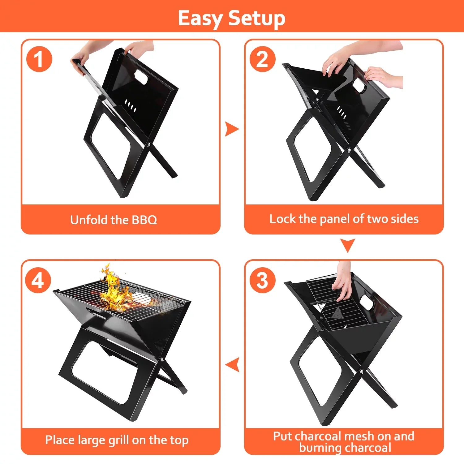 iMountek Portable BBQ Barbecue Grill Foldable Charcoal Grill Camping Garden Outdoor Travel with 10Pcs BBQ Steel
