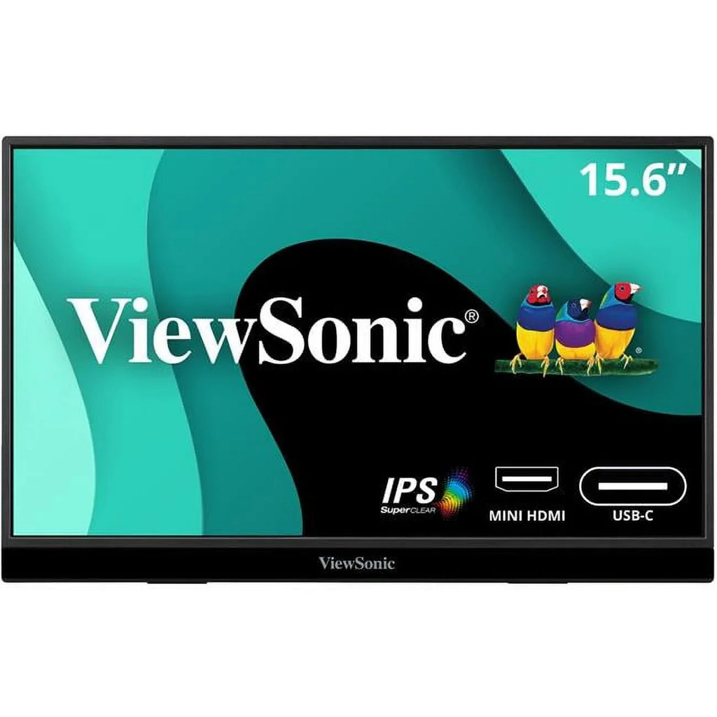 ViewSonic VX1655 15.6 Inch 1080p FHD Portable LED IPS Monitor with 2 Way Powered 60W USB C, Mini HDMI, Dual Speakers, and Built in Stand with Tripod mount