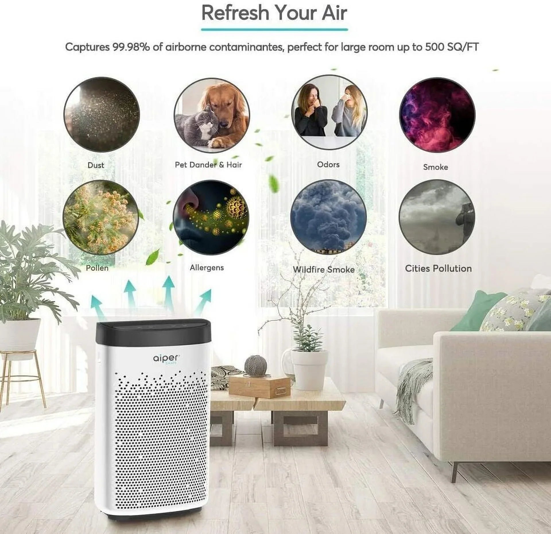 Open Box AIPER Air Purifier for Home KJ200 - WHITE