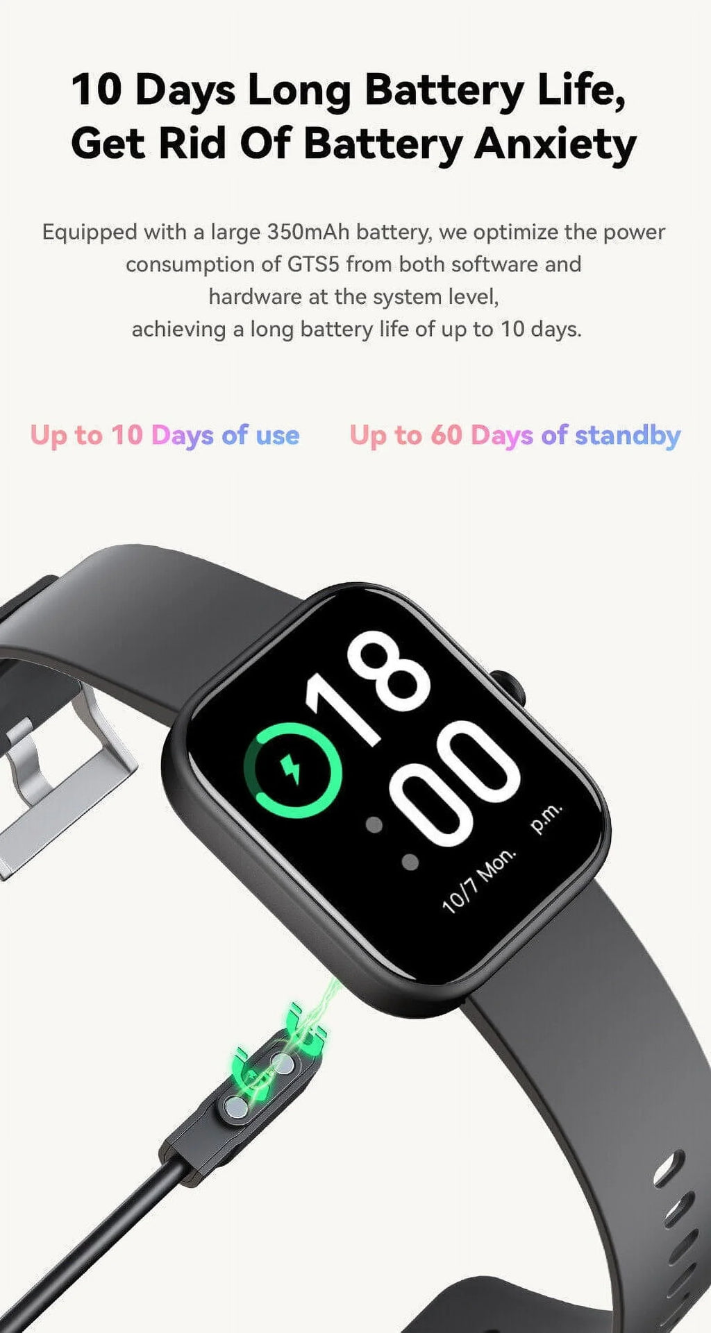 GTS5 Smart Watch Blood Pressure Fitness Tracker Women Men for Android and iOS Black