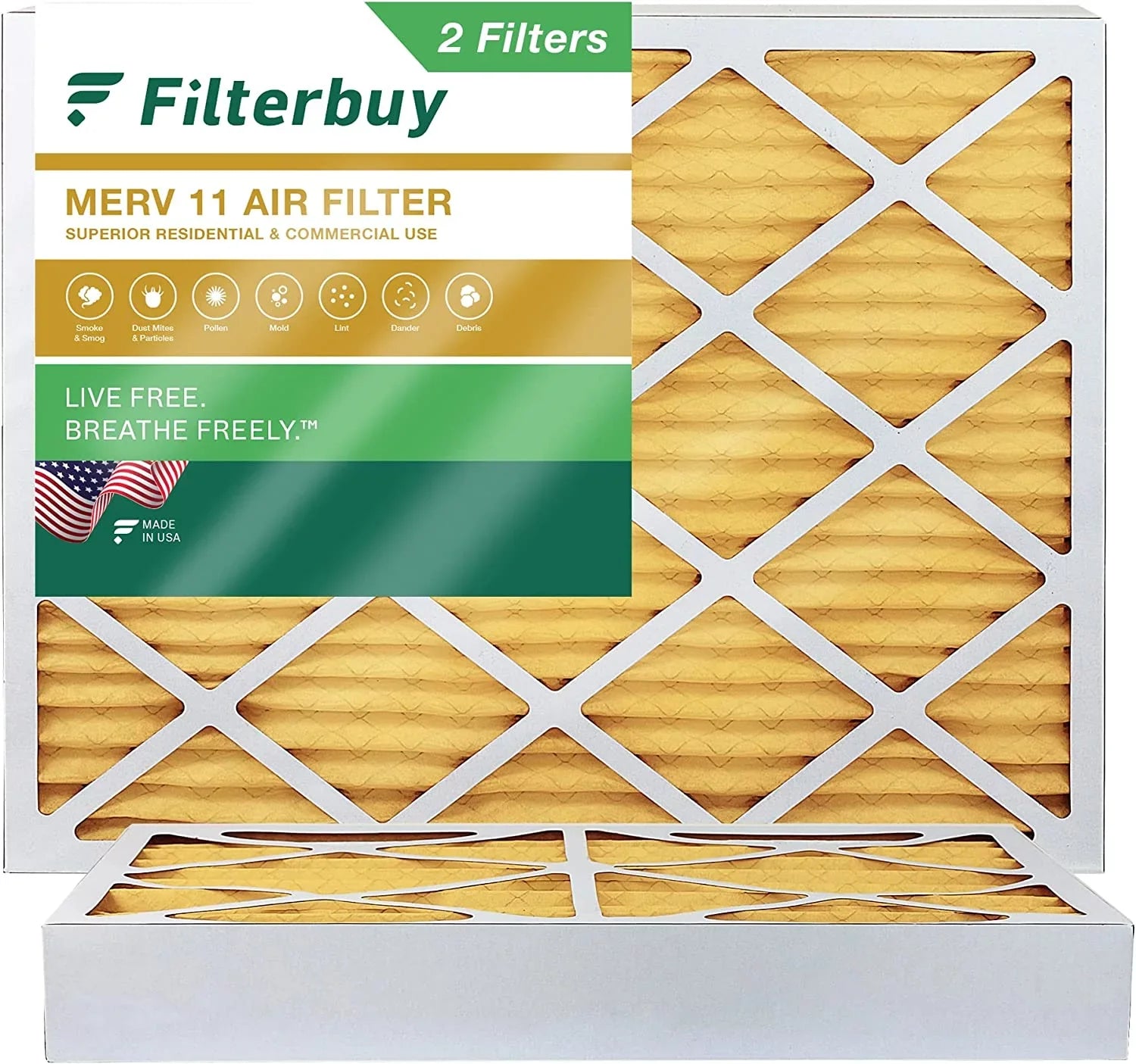 Filterbuy 24x25x4 MERV 11 Pleated HVAC AC Furnace Air Filters (2-Pack)