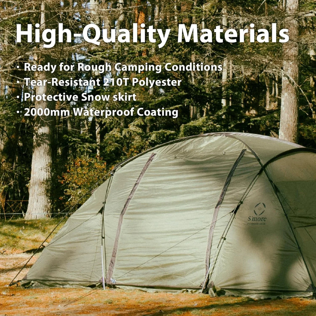 YANPO Glamping Tent with Porch, 2/3/4/5/6 Person Durable Weatherproof Camping Tent, Large Family Tent with Room Divider, Easy Setup Tent with Screen Room