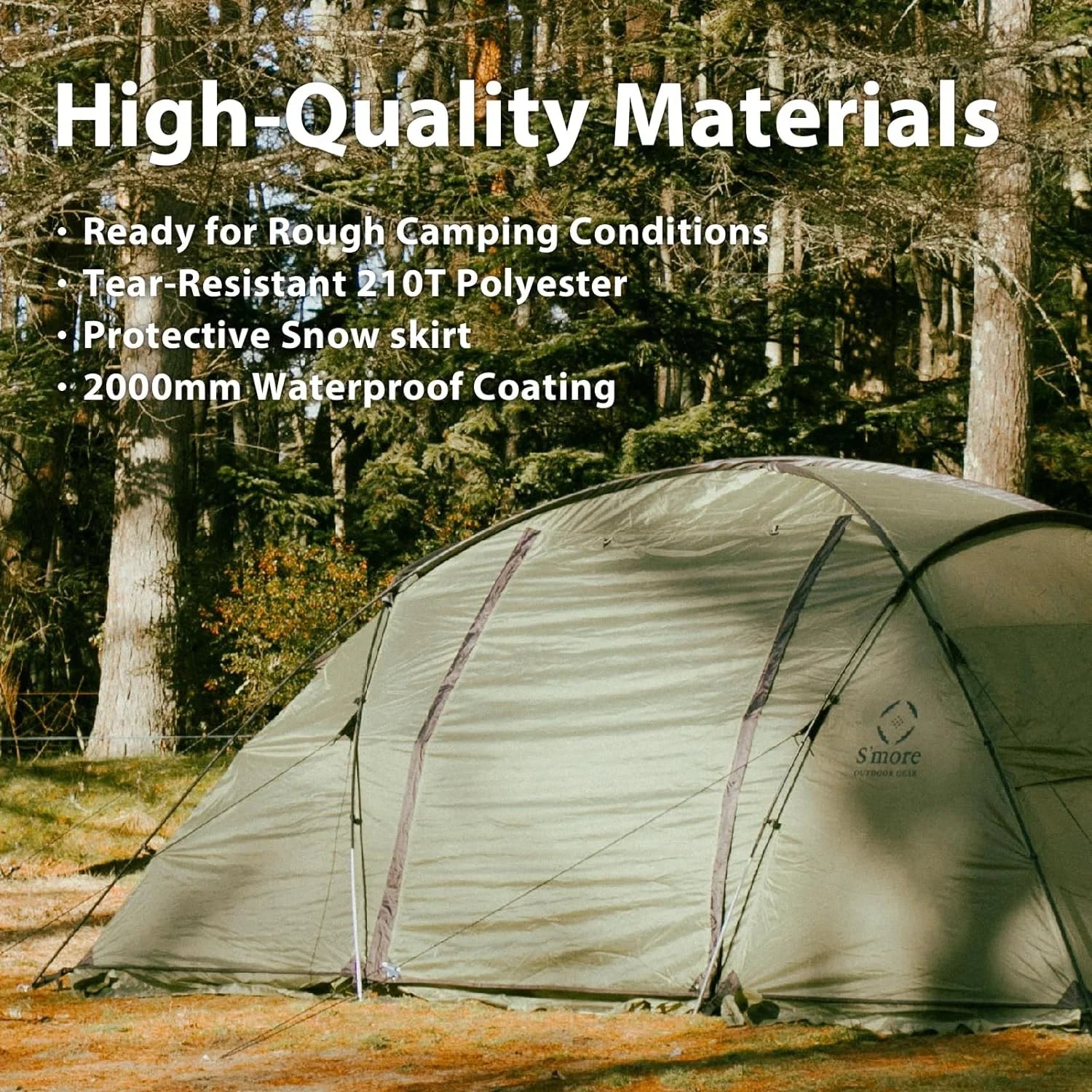 YANPO Glamping Tent with Porch, 2/3/4/5/6 Person Durable Weatherproof Camping Tent, Large Family Tent with Room Divider, Easy Setup Tent with Screen Room