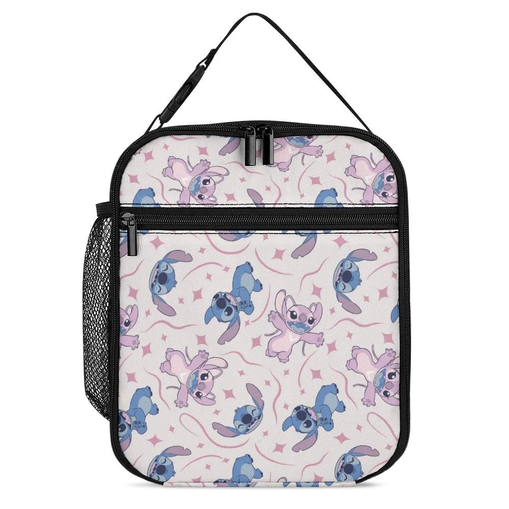 Lilo Stitch Blue Portable Lunch Bag Tote Bento Bag School Office InsuLatitudeed Cooler Thermal Handbag For Adult Boys Girls Kids