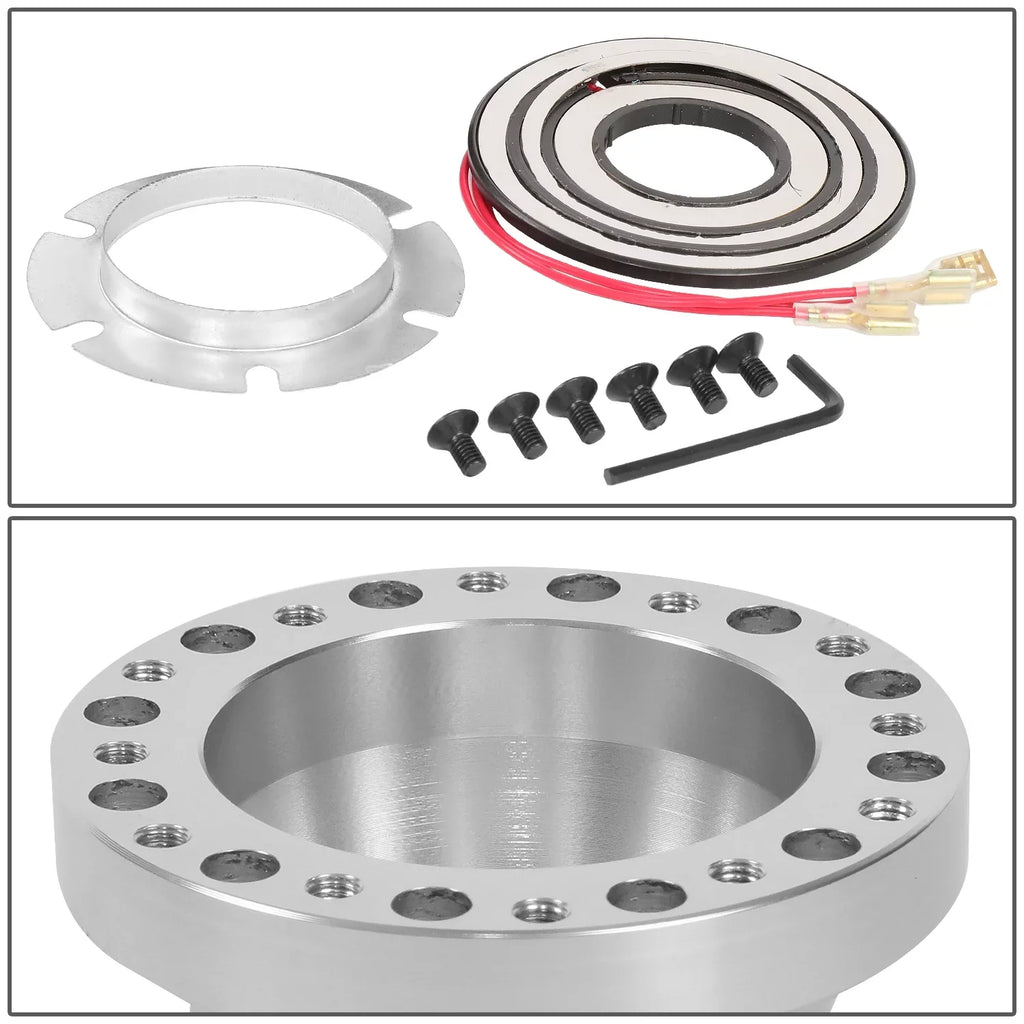 DNA Motoring HUB-ZTL-9061-SL For 1984 to 2006 Ford Mustang Ranger Thunderbird Billet Aluminum 6-Bolt Pattern Steering Wheel Hub Adaptor Boss Kit Silver