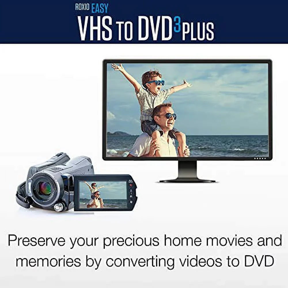 Roxio Easy VHS to DVD 3 Plus | VHS, Hi8, V8 Video to DVD or Digital Converter | 2 Bonus DVDs