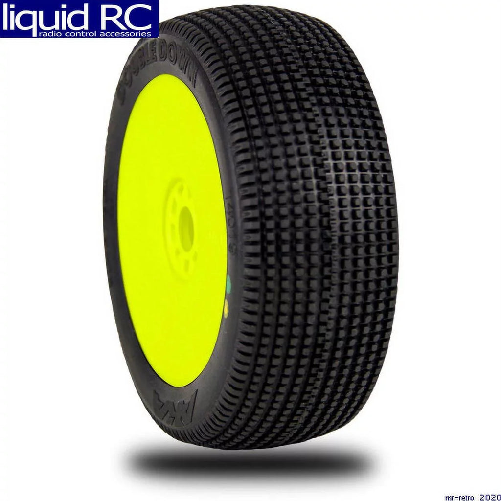 AKA Racing 14019QRY 1:8 Buggy Double Down Soft Evo Mounted Yellow wheels and tir