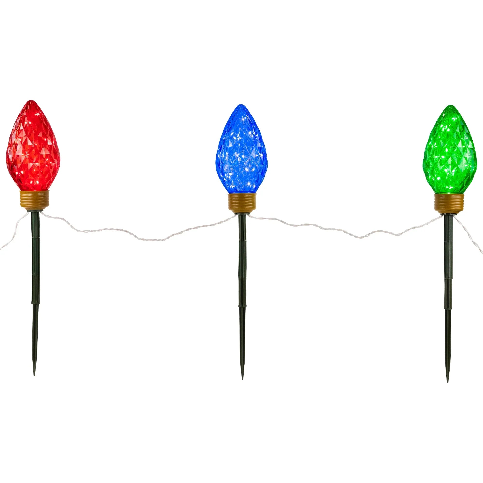 Northlight 3ct LED Lighted Multi-Color C9 Christmas Pathway Marker Lawn Stakes - 3 ft