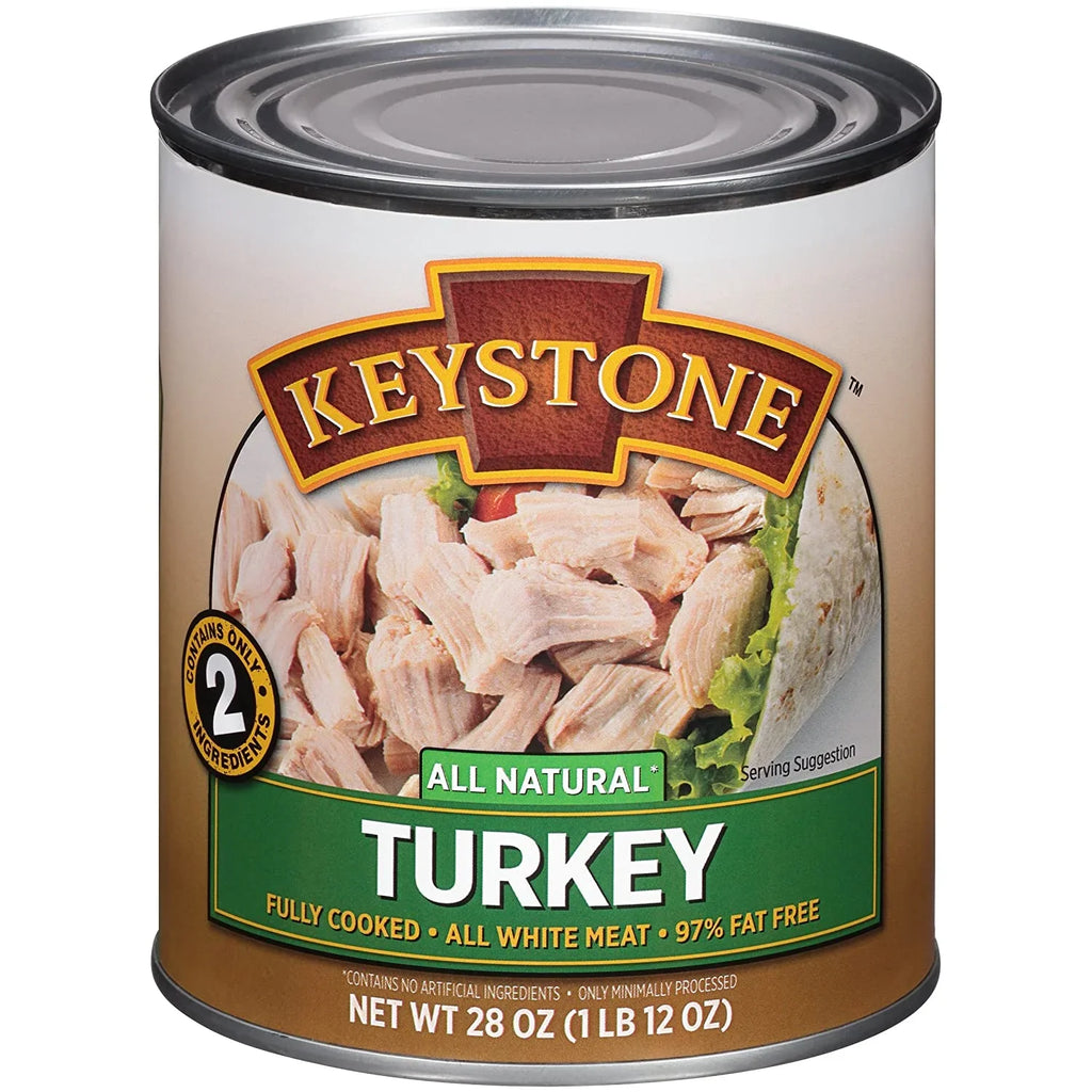 (6 Pack) Keystone All Natural Turkey 28 oz Can  Emergency Survival Food For Camping Hiking and Backpacking Ready to Eat- Pack of 6 Cans
