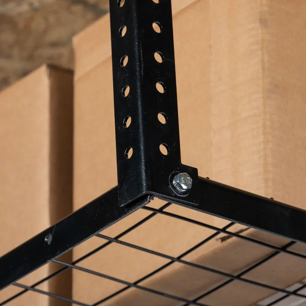 Titan Attachments 4' x 8' Overhead Garage Storage Rack, 20" to 41" Adjustable Height, Ceiling Mount Organization System, Metal Wire Grid with 500 LB Loading Capacity, Storage for Bikes Equipment Bins