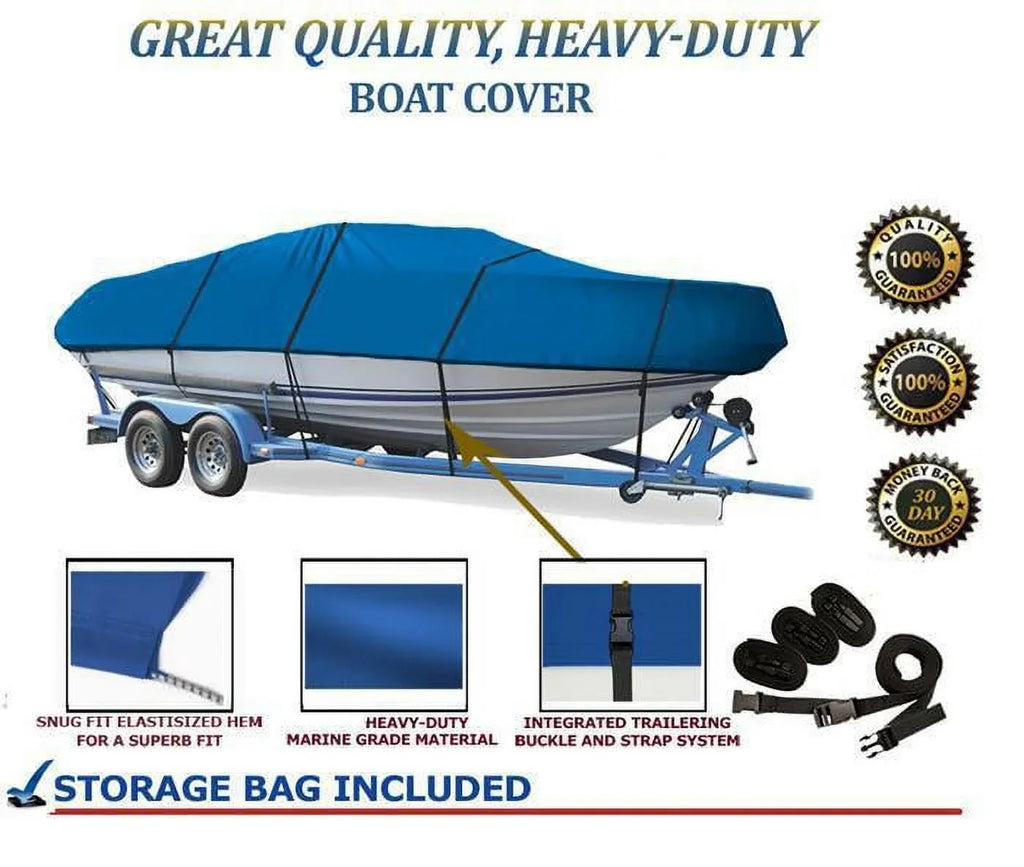 BLUE, GREAT QUALITY BOAT COVER Compatible for ALUMACRAFT Pro 175