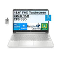 HP 2021 15.6" FHD IPS Touchdisplay Laptop Computer, Intel Core i5-1135G7 (Beats i7-1065g7), 32GB RAM, 2TB SSD, Intel Iris Xe Graphics, HD Webcam, HD Audio, Windows 11S, Silver, 32GB SnowBell USB Card