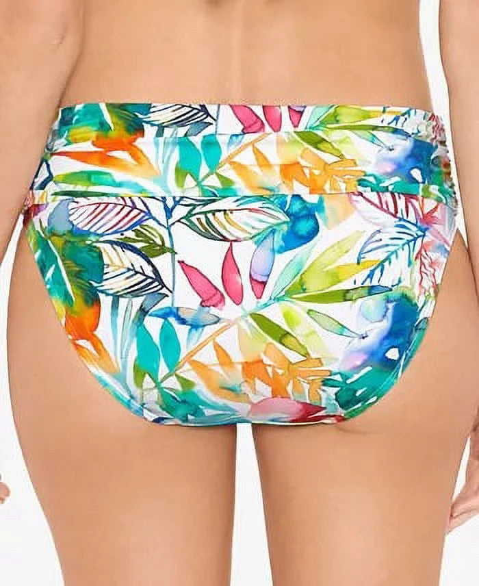 Ralph Lauren Women's Tropical Caribbean Wide Banded Shirred Hipster Bottoms Blue Size 4