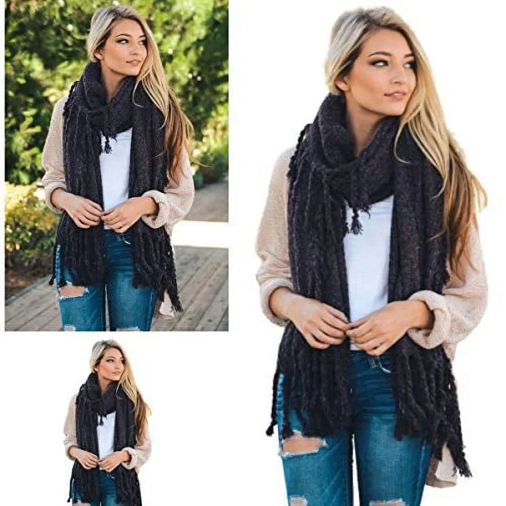Plaid Blanket Winter Scarfs for women Chunky Tasseled Scarves Lightweight Soft Warm Cozy Shawl Classy Oversized Infinity Solid Pashmina Quality Scarf (Purple)
