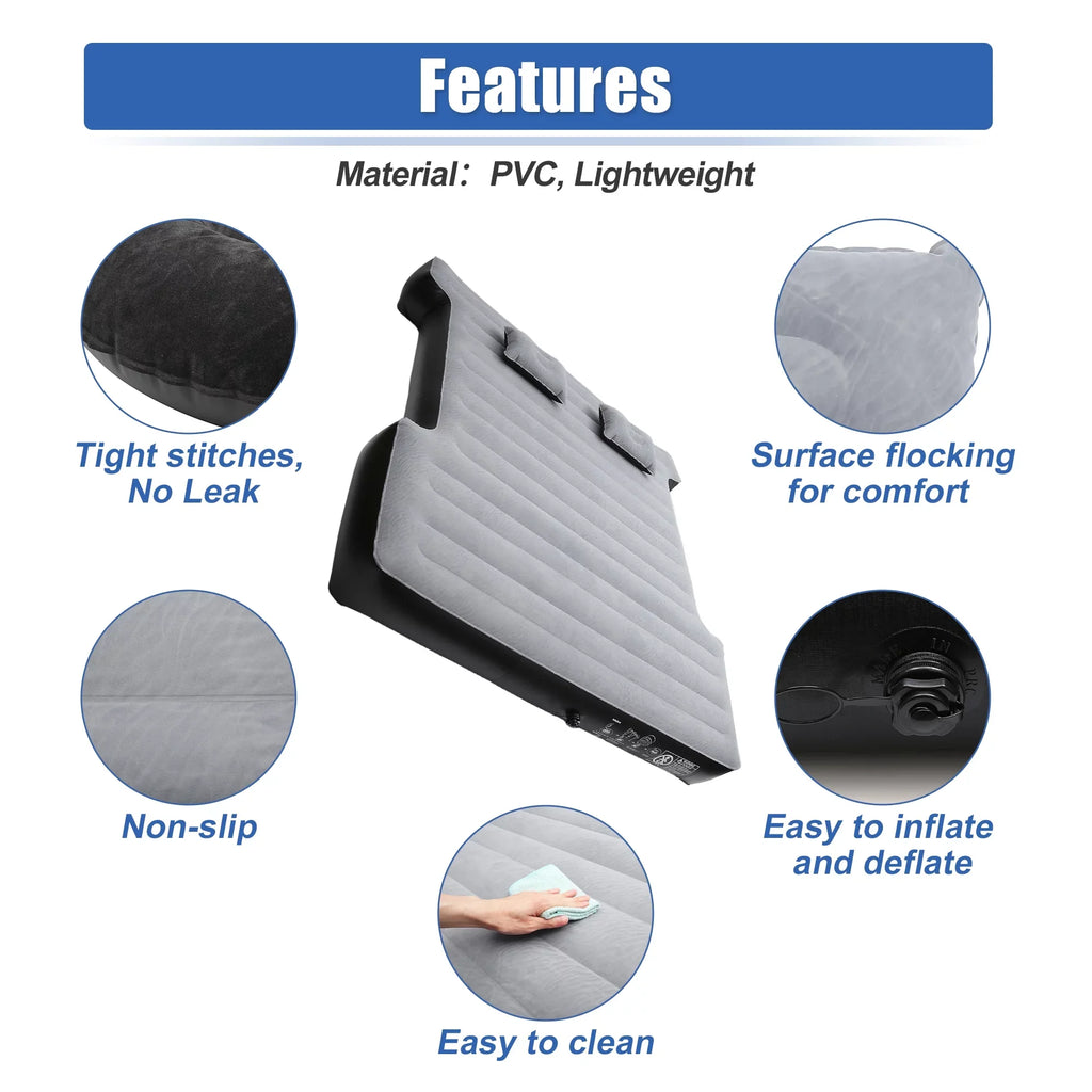 Unique Bargains Universal InfLatitudeable Thickened 5.5-5.8ft Full-Size Short Truck Bed Kit PVC with Electric Air Pump Gray