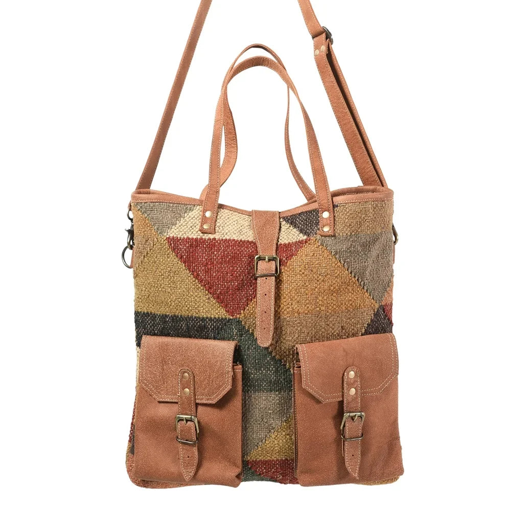 KB OHLAY KB342 TOTE Upcycled Wool Genuine Leather women bag western handbag purse