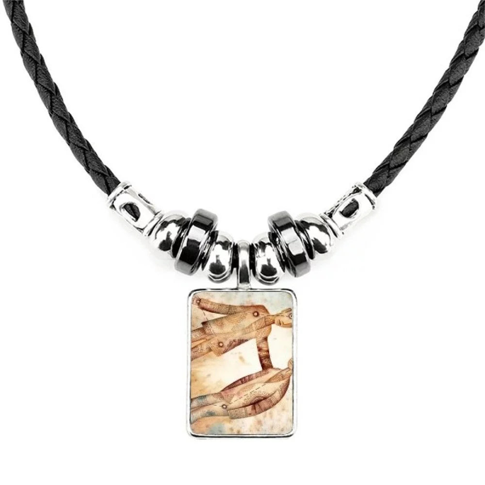 May June Geni ConstelLatitudeion Zodiac Necklace Jewelry Torque Leather Rope Pendant