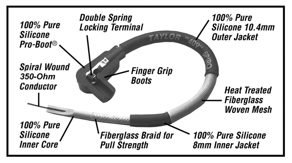 Taylor Cable 79261 409 Spiro Pro 10.4Mm Ignition Wire Set Fits Camaro Fits/For Fits select: 2015-2018 CHEVROLET SILVERADO K1500 LT, 2014 CHEVROLET SILVERADO K1500