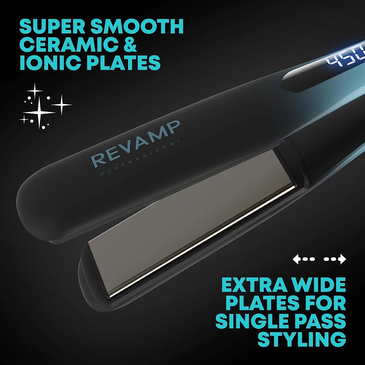 Revamp Progloss Wide Ultra X Shine 1.5-Inch FLatitude Iron Hair Straightener – Ceramic Hair Straightener with Keratin, Argan & Coconut Oil Infpre-owned Ceramic & Ionic PLatitudees, Ideal for Long, Thick, Curly Hair