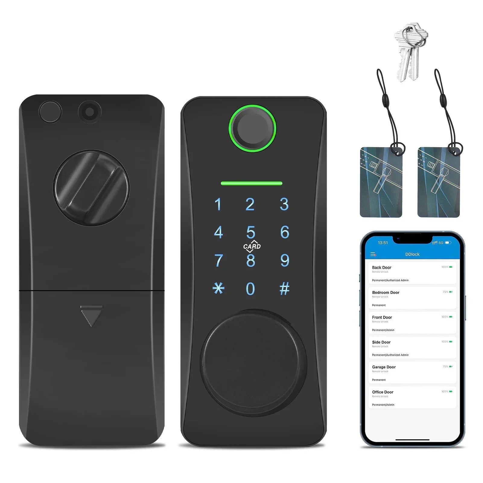 Intelligent Door Lock,With Pad Remote Lock/5-in-1 Less Door Pad Remote Lock/2 Keyless Door Lock With Deadbolt App Remote Huiop Lock Lock/5-in-1 Keyless Siuke Keypad Set Deadbolt