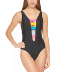 DKNY BLACK Strappy Plunging One-Piece Swimsuit, US 6