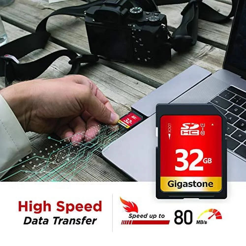 Gigastone 32GB SDHC Card Class 10 UHS-I U1 Up to 80MB/s Memory Card, 5 pack (5x32GB)