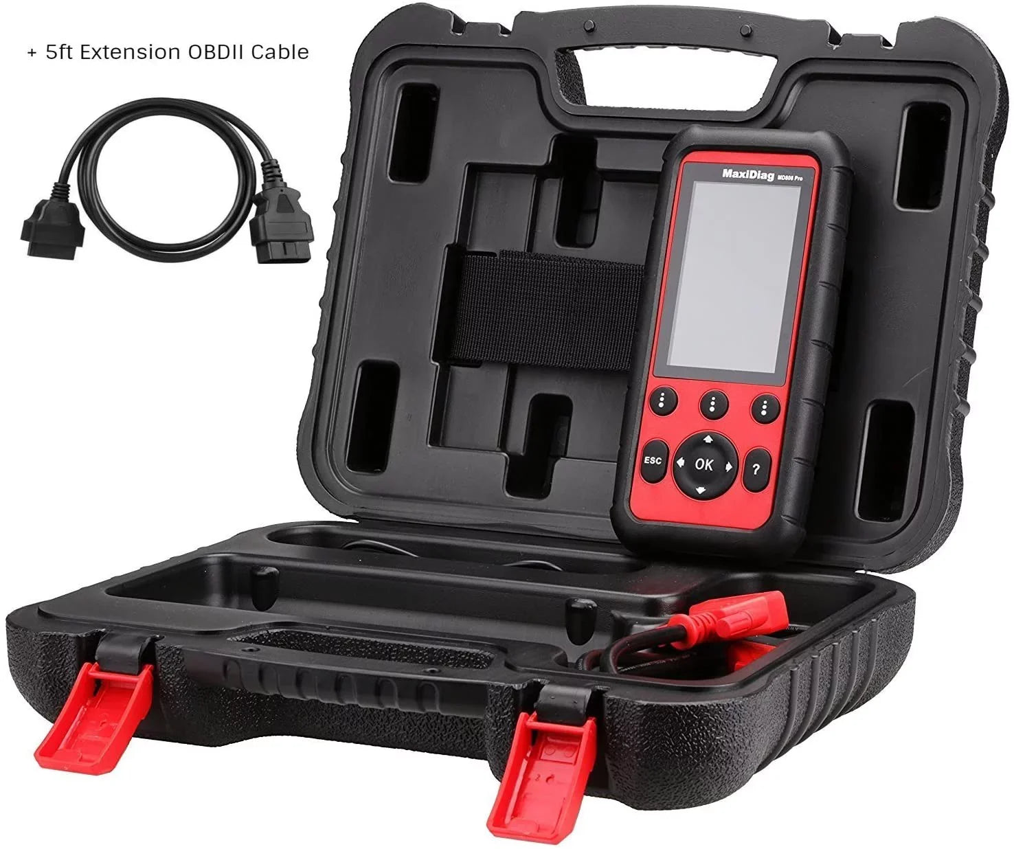Autel MaxiDiag MD808 Pro With Extension Cable OBD2 Scanner Code Reader Read/Clear Codes DTC Lookup 7 Special Features Oil Reset Battery Reset EPB SAS BMS Upgraded MD806 MD802 AL329 AL529 AL609 AL629
