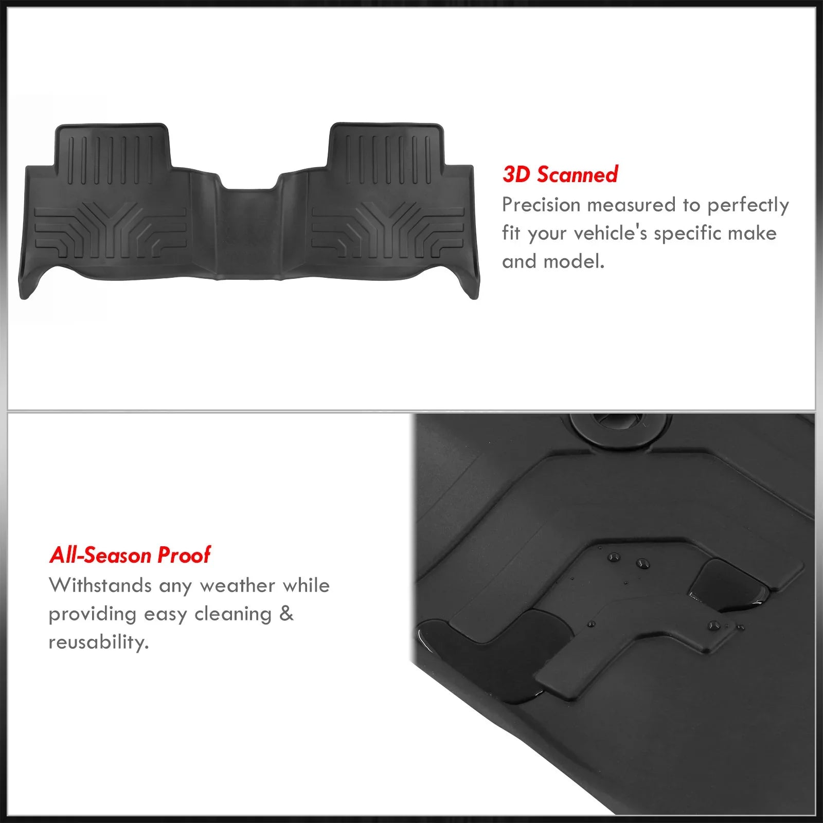 AJP Distributors All Weather Season Proof Rubber Floor Mats Front Rear Set Compatible/Replacement For Chevy Colorado GMC Canyon Crew Cab 2015 2016 2017 2018 2019 2020 2021 2022 15 16 17 18 19 20 21 22