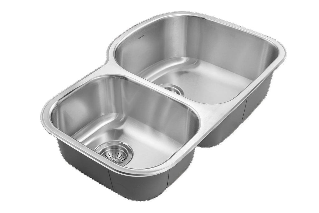 Houzer MC-3210SL-1 32-1/2" x 18-1/2" x 14-15/16" 32-1/2" x 20-11/16" Stainless Steel Undermount 70/30 Double Bowl Kitchen Sink
