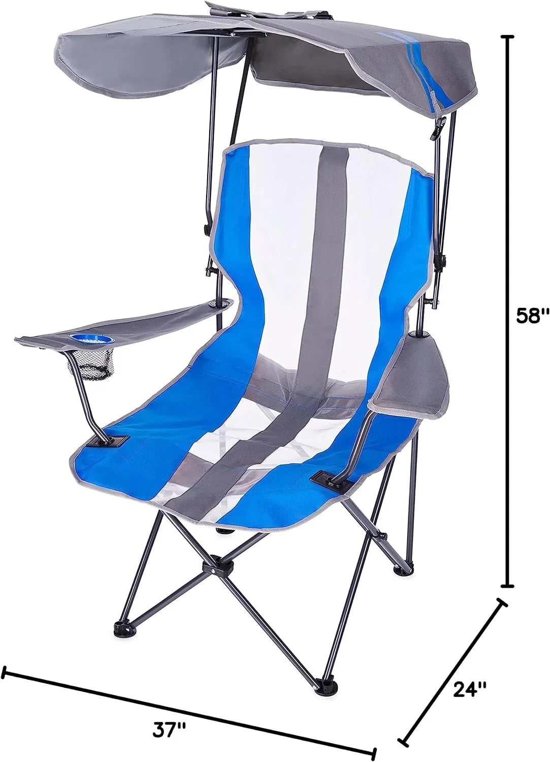 Kelsyus Original Foldable Canopy Chair for Camping, Tailgates, and Outdoor Events, Grey/Blue