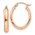 Real 14kt Rose Gold Polished Oval Tube Hoop Earrings; for Adults and Teens; for Women and Men